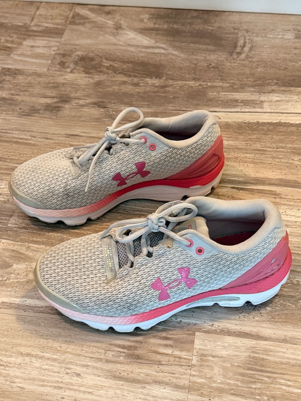 Under Armour Women's Gray and Pink Athletic Running Shoes